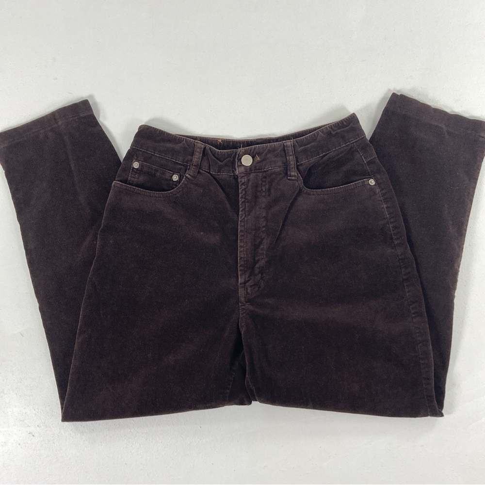 Y2K Anchor Blue Corduroy Pants Womens L Brown Straight Leg High Rise Vintage - Picture 3 of 16